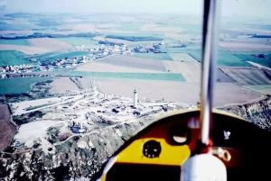 Nose-gunner's view of the coast of France. Copyright © 2001 Len Gabriels.
