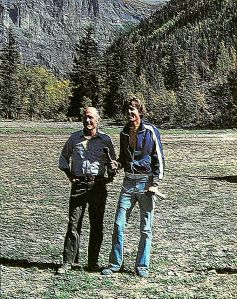 Art based on a photo by Leroy Grannis of Chuck Yeager and Dave Stanfield at Telluride, Colorado, in 1980