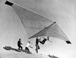Hang glider at Playa del Rey, 1972, by Bill Allen
