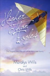 Softback cover photo of 'Higher than Eagles' of Chris Wills flying a Superswallowtail