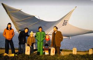 Brian Wood with his SST 90 with Roly Lewis-Evans and grandparents at Herne Bay, England, in December 1977