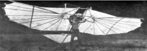 Tony Prentice and his Lillienthal type hang glider, which he flew in 1968