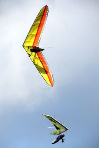 Gang gliders flying at Mere, Wiltshire, England, in June 2020