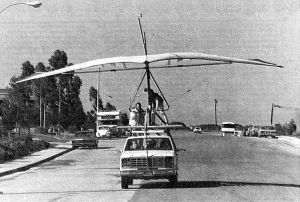 Seagull Sierra hang glider on test vehicle in 1980 by Don Whitmore
