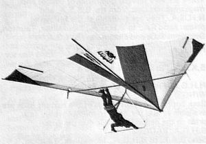 Brian Wood flying a prototype for Hiway Hang Gliders of Brighton, Sussex, England, in 1975