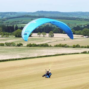 RAF dual paraglider at Monk's Down in 2015