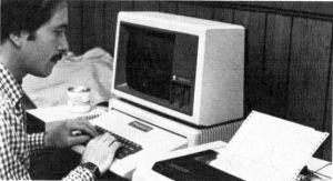Steve Pearson using an Apple II with Monitor III