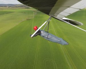 Hang glider flying at Monk's Down, north Dorset, England, in 2016
