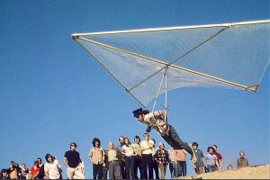Dick Eipper flying a hang glider