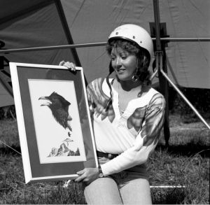 Cyndee Moore, first female recipient of the Order of the Raven photographed on 28 October 1978
