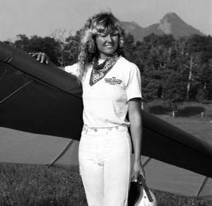 Debbi Renshaw, first female competitor in the Masters of Hang Gliding competition at Grandfather Mountain