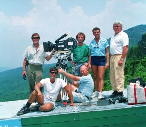 Film crew at Grandfather Mountain in July 1979 or 1980