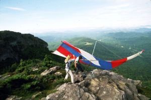 Hang glider launch area atop Grandfather Mountain