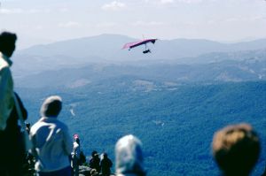 Seagull III camera ship flies by Grandfather Mountain in September 1975