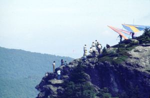Hang gliders atop Grandfather Mountain in August 1974