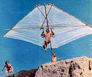 Hang glider pioneer Dick Eipper launching at Torrance beach
